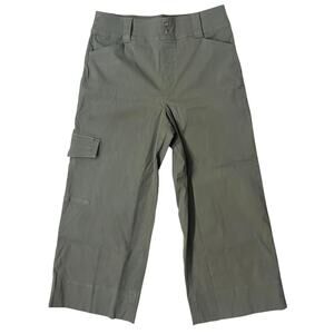 SPANX Women's Plus Size 1X Olive Green Stretch Twill Cropped Cargo Trouser